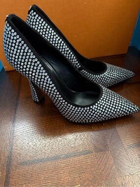 Sam Edelman Black Crystal-Embellished Pointed Pumps